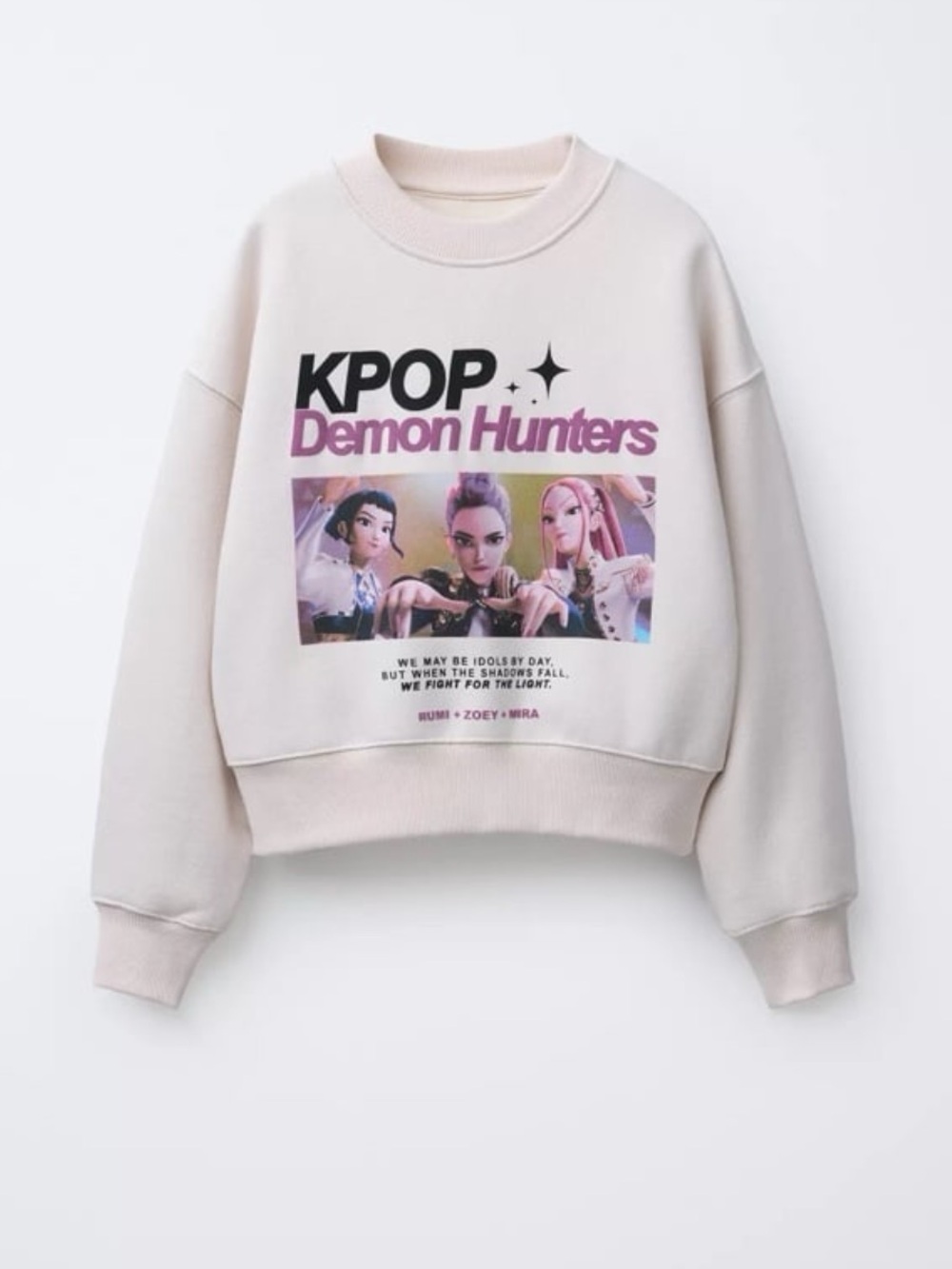 Kpop demon hunters beige crewneck Zara girls 6-7 years k pop